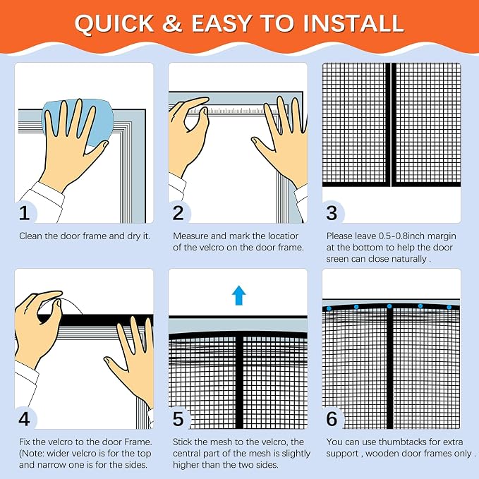 Fiberglass Magnetic Screen Door Fit Door Size 40 x 83 in- Heavy Duty Fiberglass - Image 6