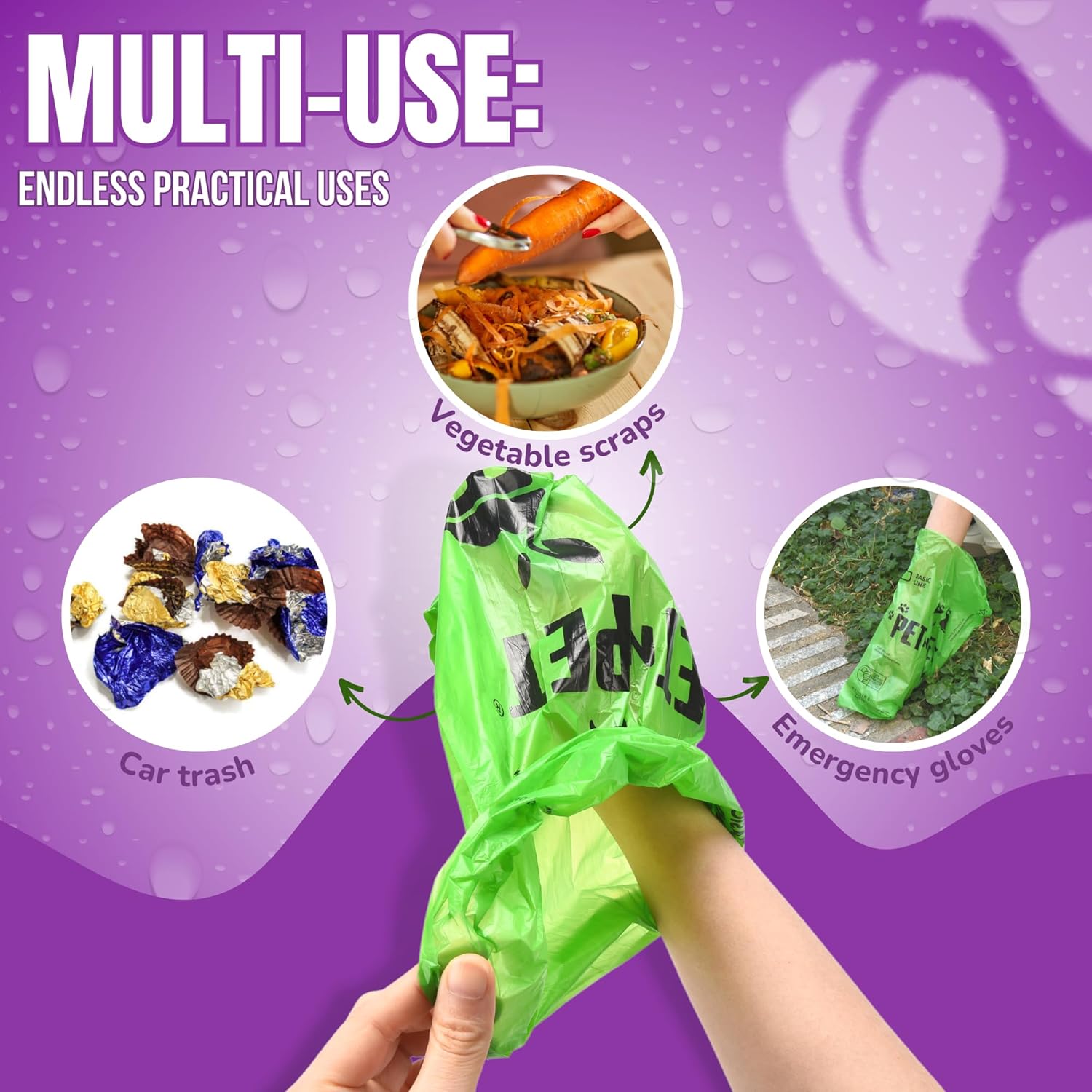 Pet N Pet 1080 Counts Green Poop Bags for Dogs, 41% Plant Based & 59% PE Extra Thick Dog Poop Bags Rolls, 9" x 13", Lavender Scented Pet Waste Bag