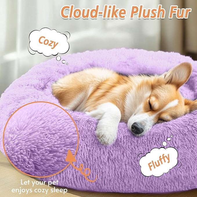 JOLLYVOGUE Calming Dog Beds Large Sized Dog, 36in Donut Washable Large Pet Bed - Image 2