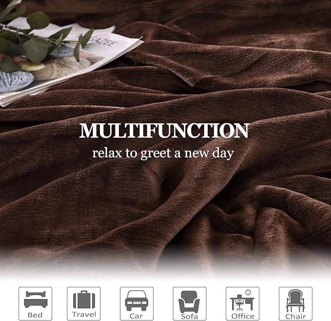 NANPIPER Sherpa Blanket Twin Thick Warm Fuzzy Flannel Fleece/Wool Like Reversible Velvet Plush Blanket (Brown Twin Size 60"x80")