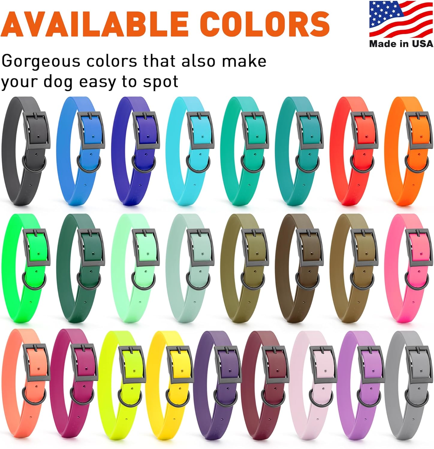 Dogline Biothane Waterproof Dog Collar Strong Coated Nylon Webbing with Black Hardware Odor- Proof for Easy Care Easy to Clean High Performance Fits Small Medium or Large Dogs, Blue Aqua