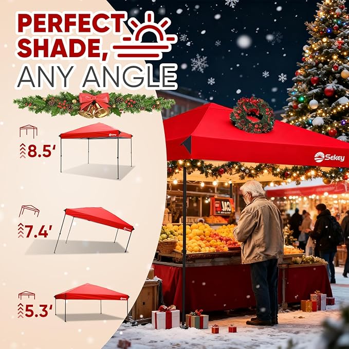 Sekey 10x10 Pop Up Canopy with One Push Setup-Easy Up Canopy with 99% UV Blocking - Instant Outdoor Sun Shade for Events, Parties, Camping- Commercial Gazebo with Weight Bags,Wind Proof&Waterproof