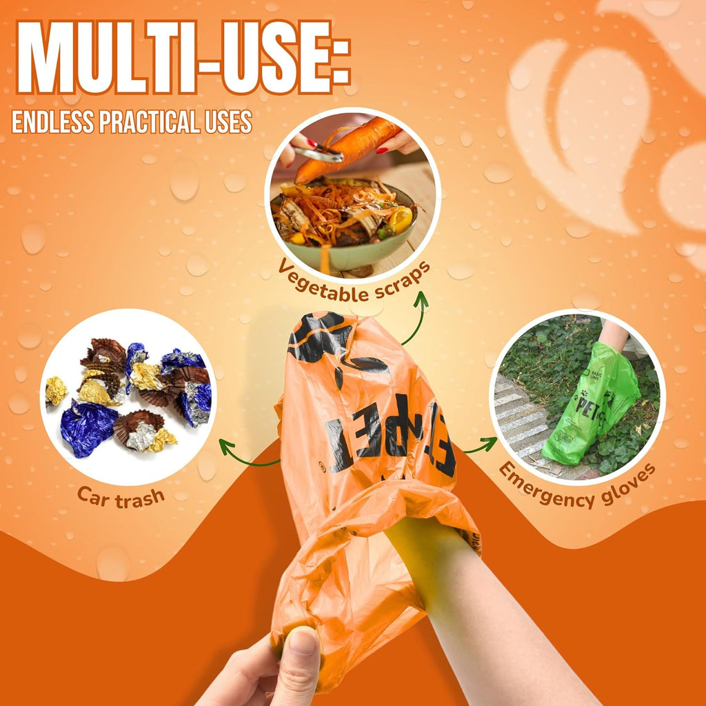Pet N Pet 1080 Counts Orange Poop Bags for Dogs, 41% Plant Based & 59% PE Extra Thick Dog Poop Bags Rolls, 9" x 13", Unscented Pet Waste Bag