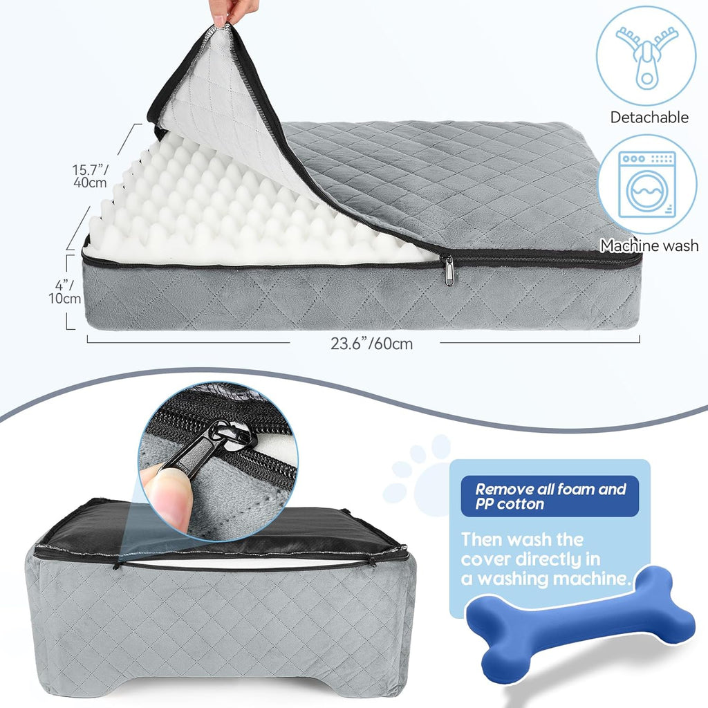 Dog Car Seat for Medium/Large Dogs, Dog Booster Seat for Pet Under 50lbs or 2 Small, Detachable and Washable Pet Car Seat,Multi-Functional Pet Travel Bed for Backseat(Grey)
