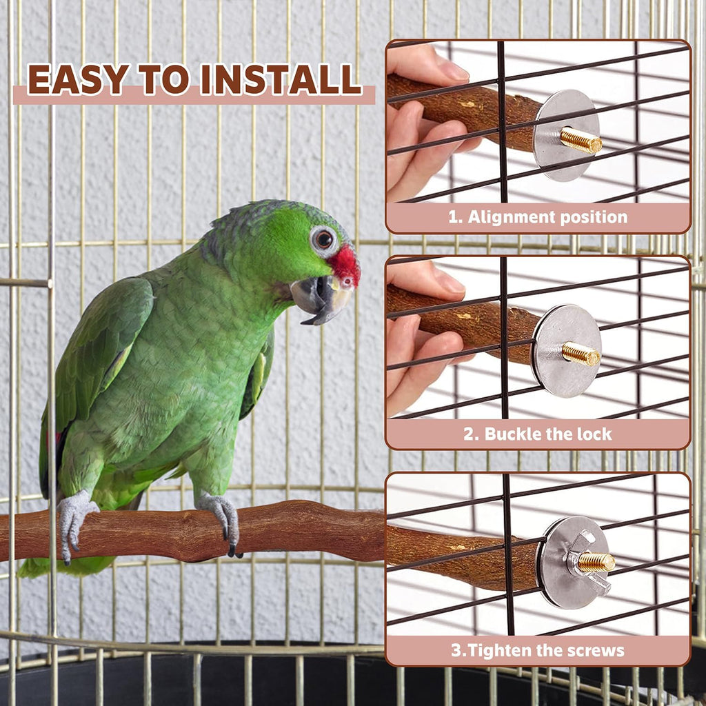 5PCS Bird Perch Stand Natural Wooden Parrot Stand Branch,3 Grape Wood Perch,2 Platform,Paw Grinding Fork Parakeet Chewing Stick Exercise Training Branches for Cockatiels,Small Birds