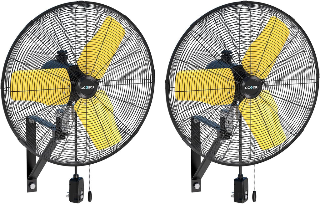 9000 CFM 24" Outdoor Oscillating Wall Fan with 2 Pack, High Velocity 3-Speed Waterproof Professional Outdoor Fan, Heavy Duty Industrial Wall Mount Fans for Commercial, Garage, Warehouse, UL Listed