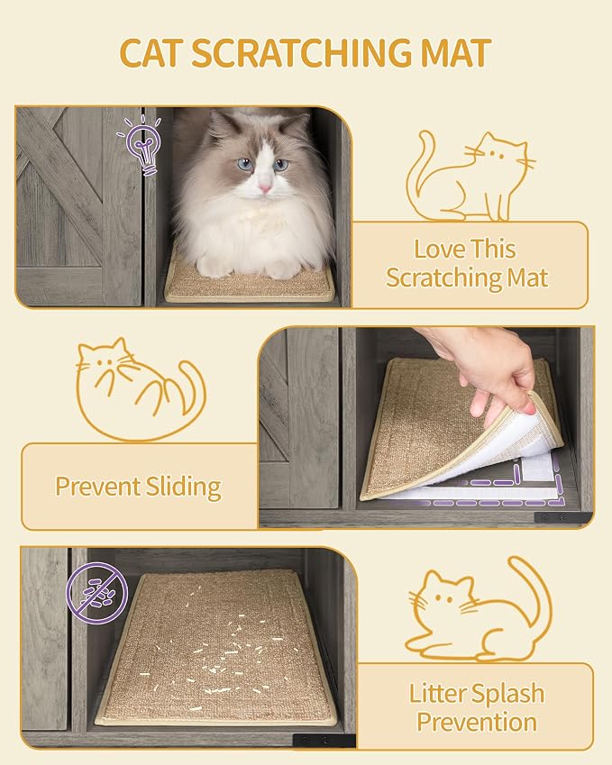 Hzuaneri Cat Litter Box Enclosure, Hidden Litter Box Cabinet Furniture - Image 8