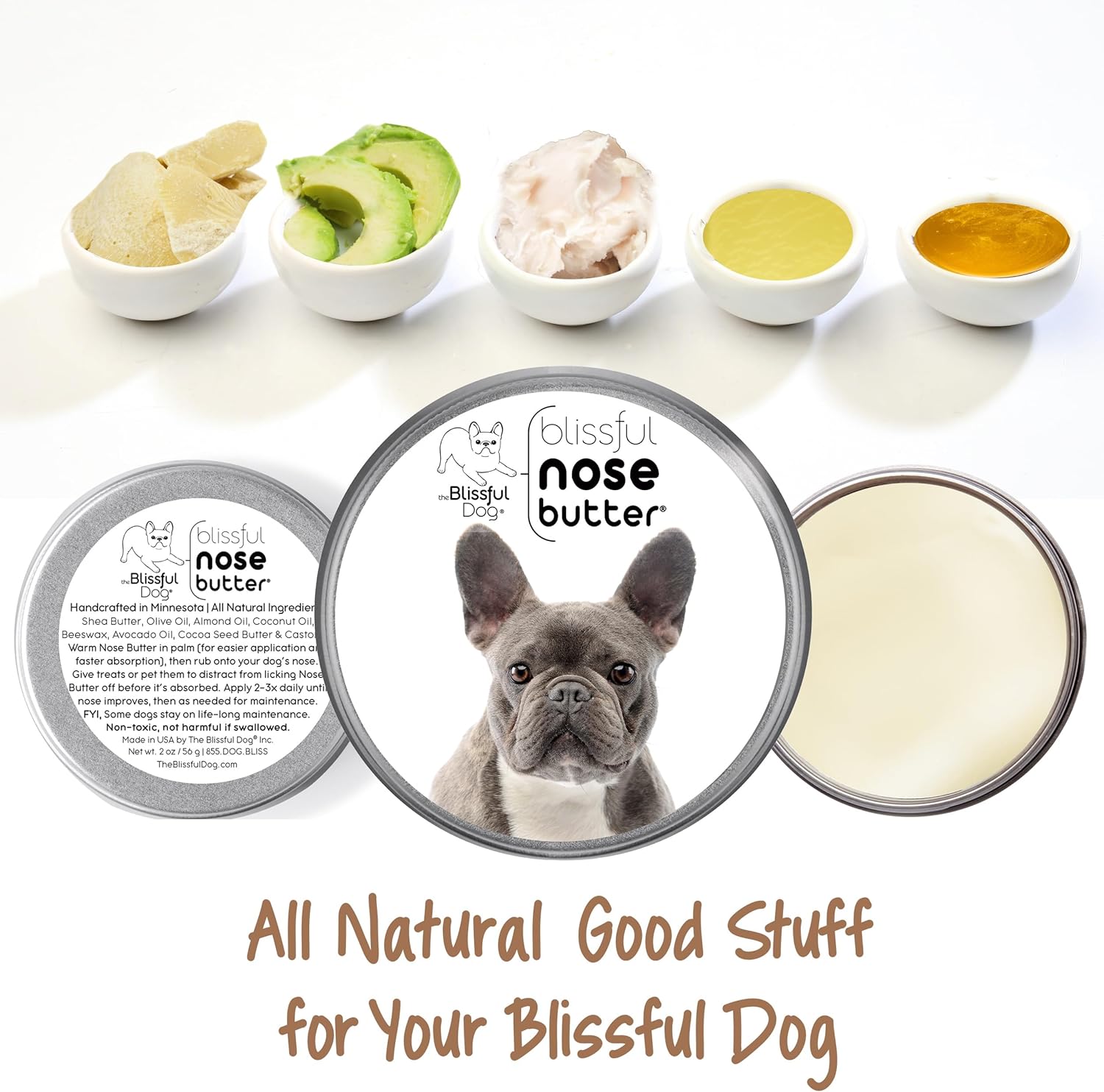 The Blissful Dog Blue French Bulldog Unscented Nose Butter - Dog Nose Butter, 4 Ounce