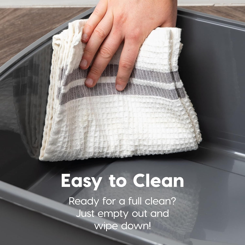 IRIS USA XX-Large Cat Litter Box, Open Top Extra Large Litter Box for Big Cats and Multi-Cat Households, High Sided Scatter Shield, Easy to Clean, 30" L x 20" W x 14" H, Gray
