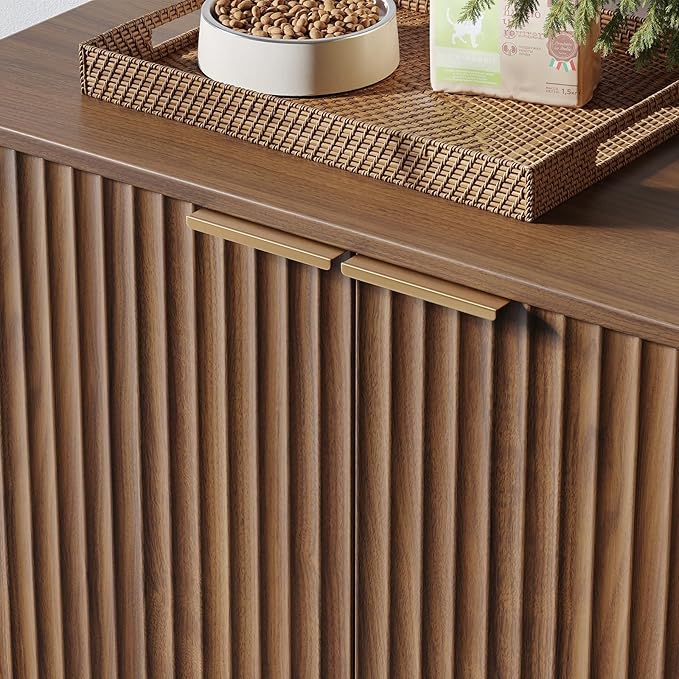 Evermagin 31.5" Walnut Cat Litter Box Enclosure Furniture, Large Hidden Litter - Image 4