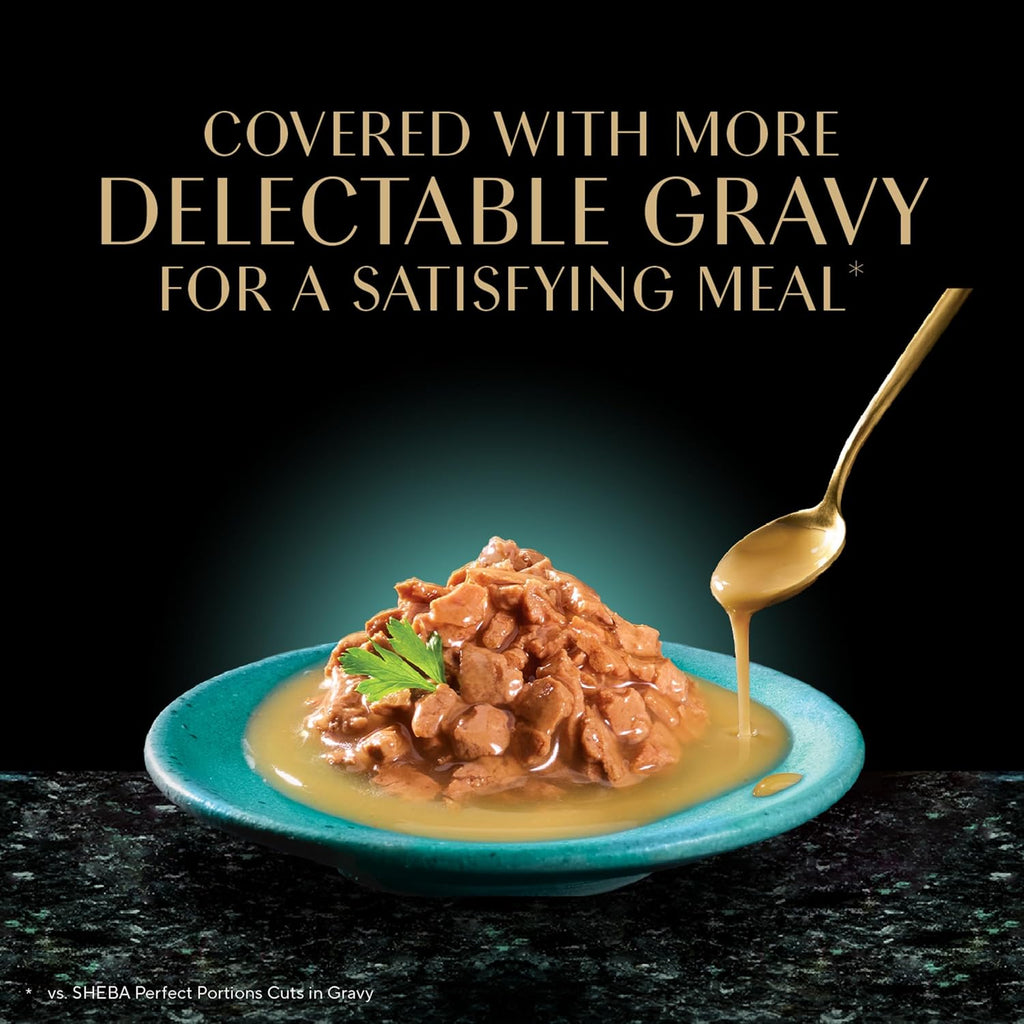 Sheba Gravy Indulgence Adult Wet Cat Food Whitefish Entree in Extra Gravy, 2.6 oz. Twin-Pack Trays (24 Count, 48 Servings)