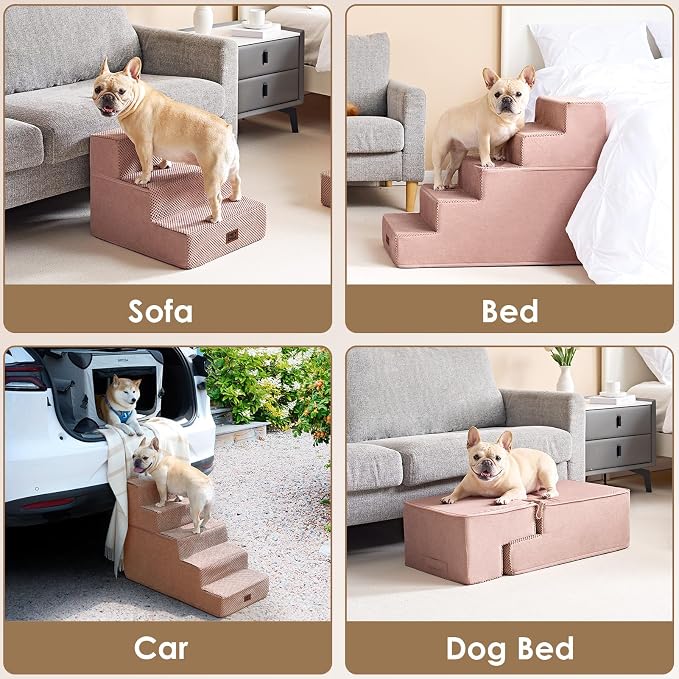 EHEYCIGA Dog Stairs for Small Dogs 13.5" H, 3-Step Dog Steps for Couch Sofa and - Image 7