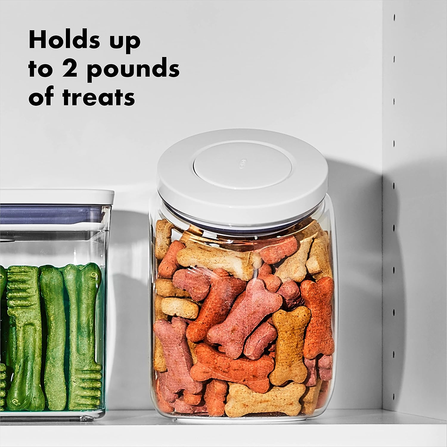 OXO Good Grips Pet POP Container – 3.0 Qt/2.8 L | Ideal for up to 2lbs of treats | Airtight Dog and Cat Food Storage Container | BPA Free