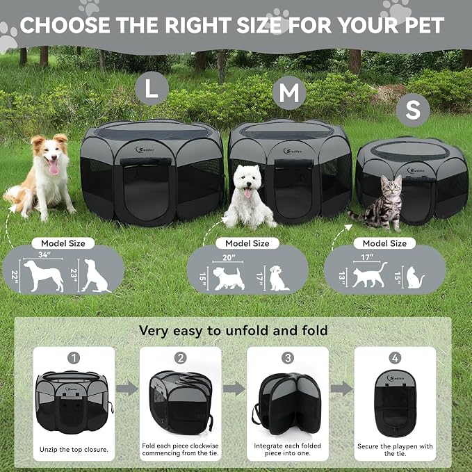 Siedihit Playpen for Middle Dog Cat, Dogs Tent Crate Cage Indoor/Outdoor - Image 8