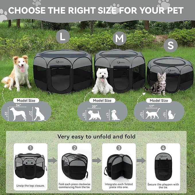 Siedihit Dark Grey Puppy Playpen - Image 9