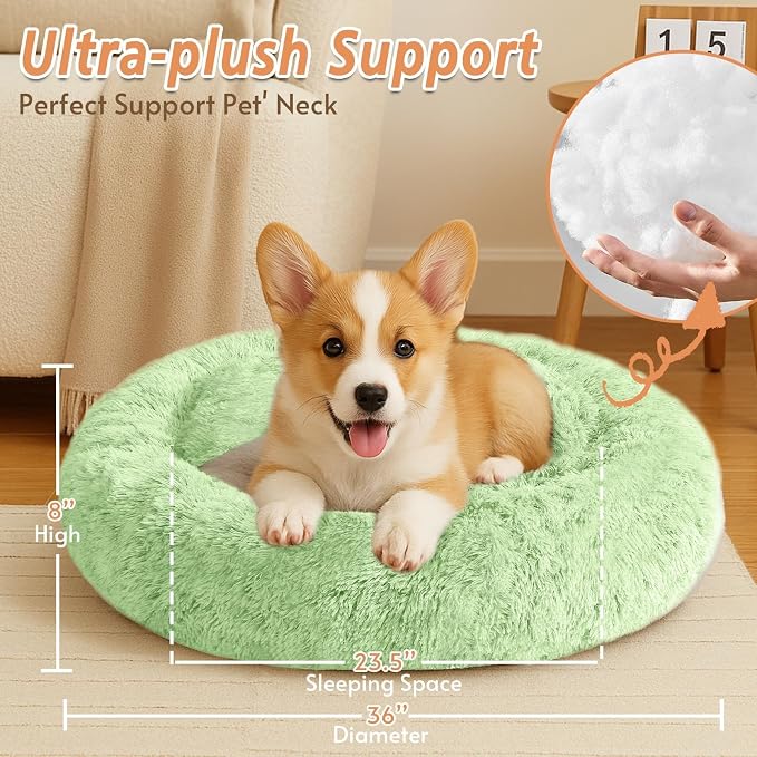 JOLLYVOGUE Calming Dog Beds Large Sized Dog, 36in Donut Washable Large Pet Bed - Image 4