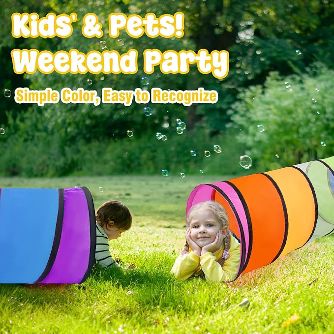 2 Pack Kids Play Tunnel, Pop Up Crawl Through Tunnel Play Tent - Image 5