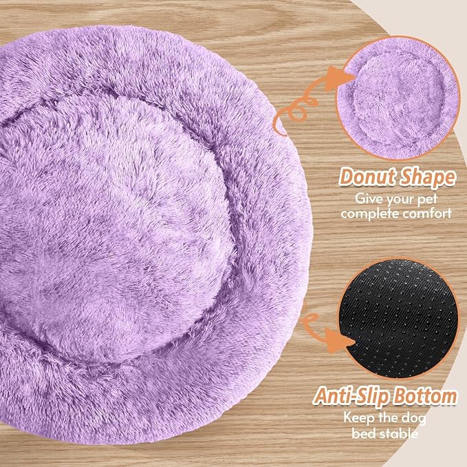 JOLLYVOGUE Calming Dog Beds Large Sized Dog, 36in Donut Washable Large Pet Bed - Image 3