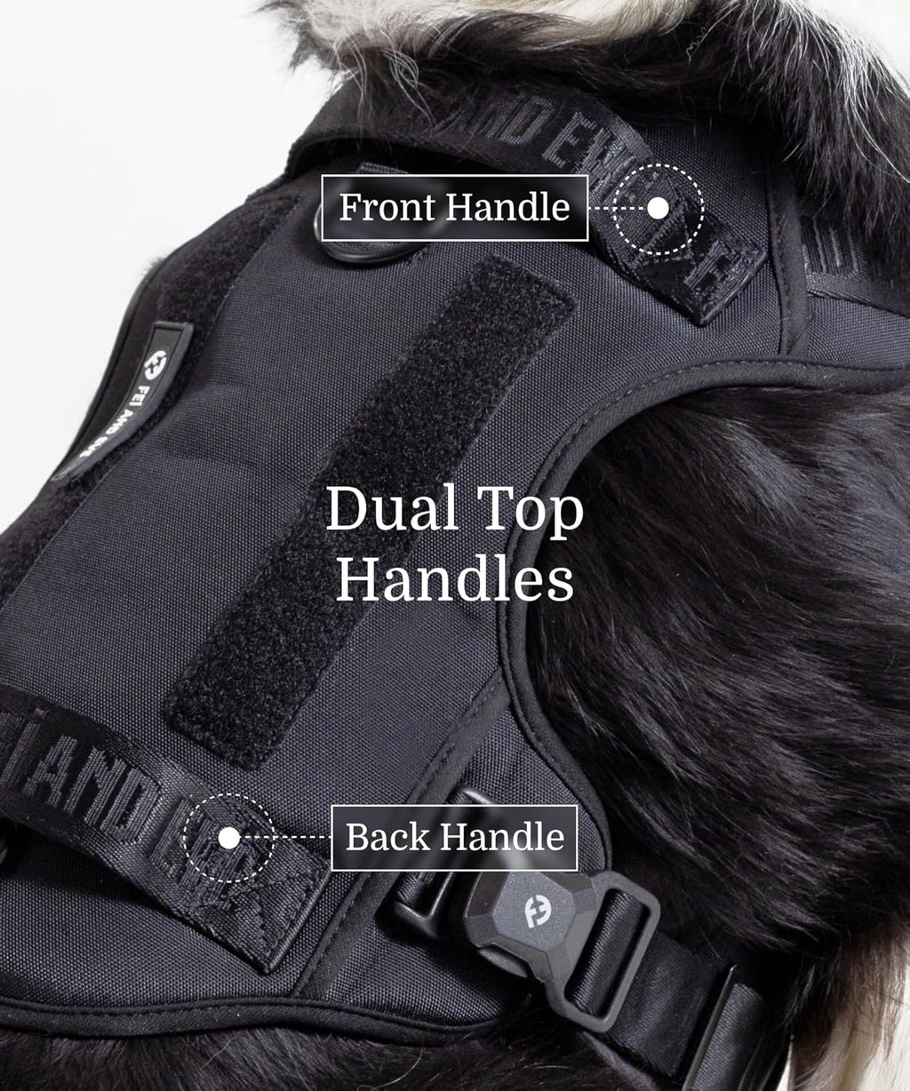 2025 New Edition, Fei & Eve MagEase Dog Harness - 3-Second Magnetic Buckles | 3-Point No-Pull Control | Heavy-Duty 900D Nylon | Dual Safety Handles | Breathable Mesh | Adjustable Fit | Large,Black
