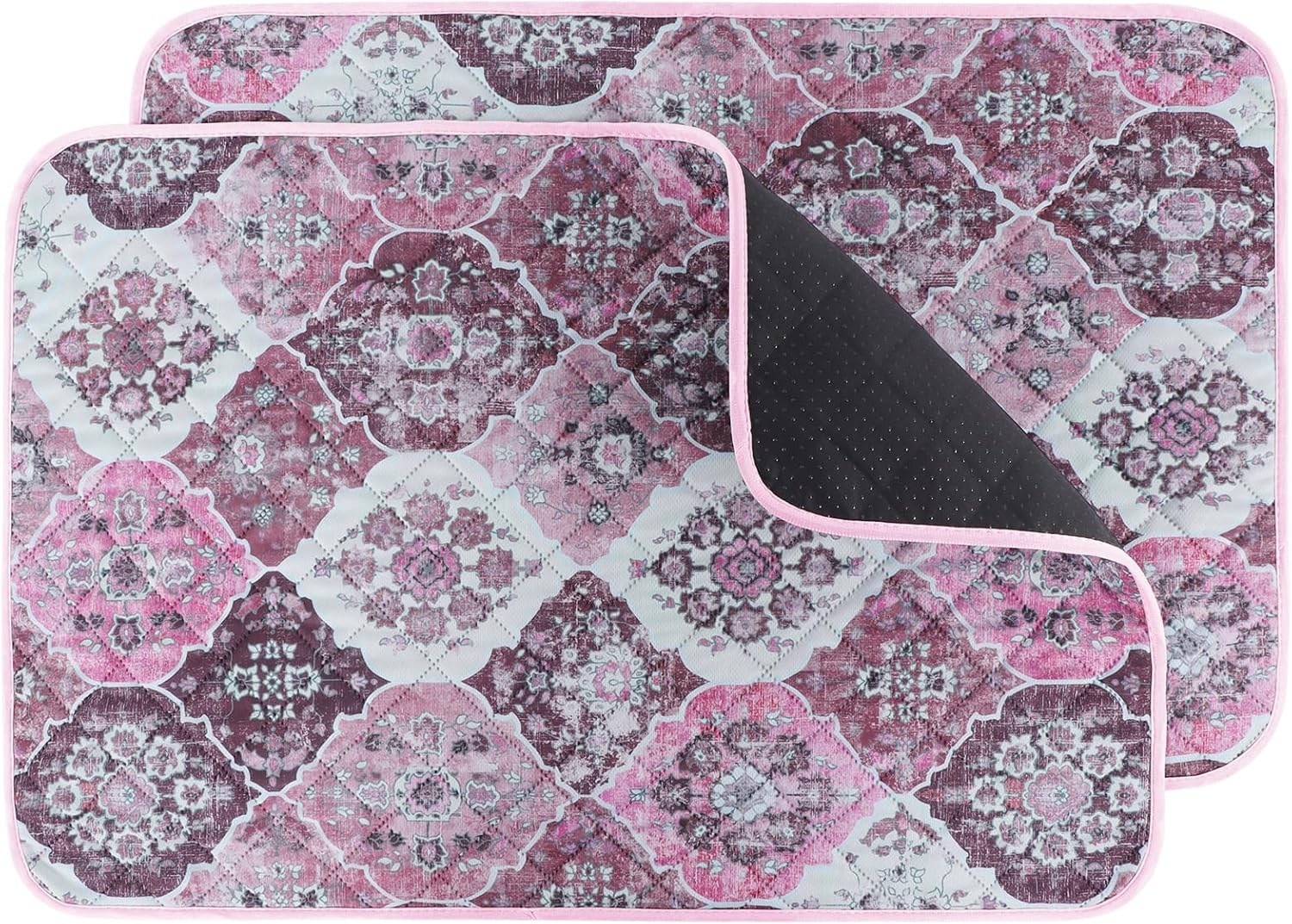 IEUUMLER Washable Pee Pads for Dogs, 2 Pack Reusable Pee Pads for Dogs Non-Slip Grip, Super Absorbent Waterproof Puppy Pads for Potty Training, Playpen, Crate, Whelping Box EU011 Pink, 24x18
