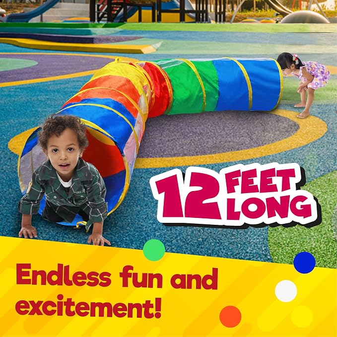 Hide N Side 2-Pack 6ft/12ft Crawl Through Play Tunnel Toy, Pop up Tunnel - Image 3