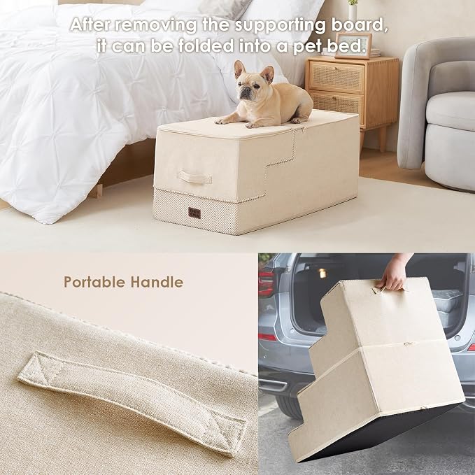 EHEYCIGA Dog Stairs for High Bed 25" H, 5-Step Extra Wide Dog Steps for Bed - Image 6