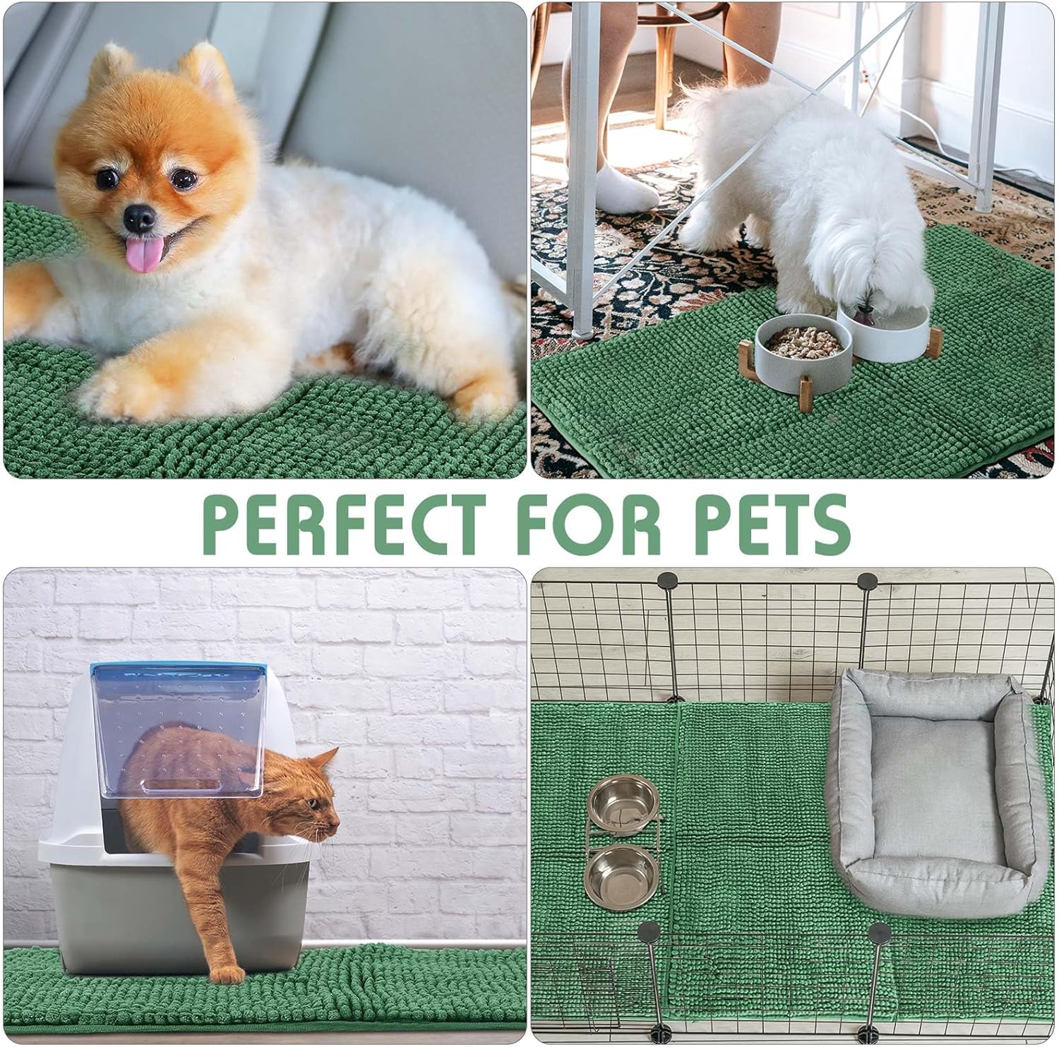 Amylove 4 Pcs Guinea Pig Cage Liner Guinea Pig Bedding Washable Fleece Pee Pads Reusable Small Animals Training Mat Small Animal Sleeping Bed for Bunny Hamster(Dark Green,16 x 24 Inch)