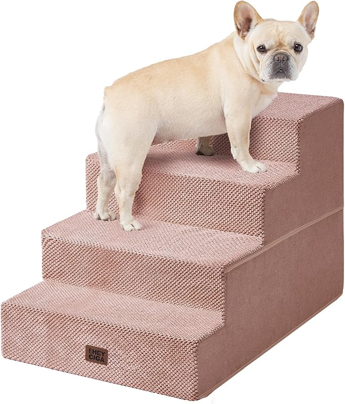 EHEYCIGA Dog Stairs for Bed 20" H, 4-Step Extra Wide Dog Steps for High Bed by EHEYCIGA