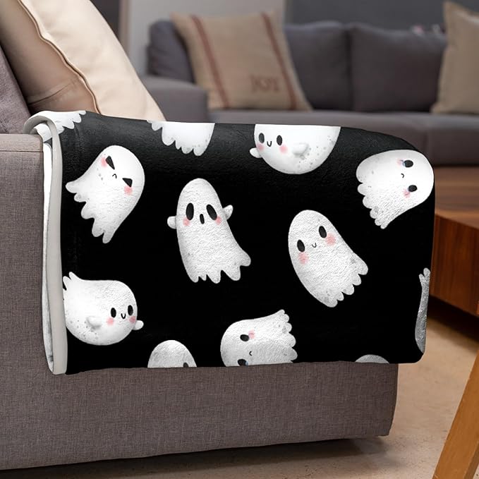 Halloween Blanket for Girls Boys - Cute Ghost Throw Gifts - Halloween Decor Blanket for Couch,Sofa,Bed,Living Rooms - 30"x40"-Toddlers/Crib Size