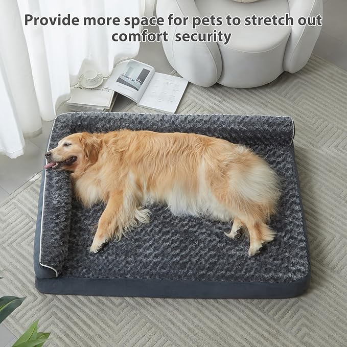 BFPETHOME Extra Large Orthopedic Dog Bed, L-Shaped Pet Bed - Image 3