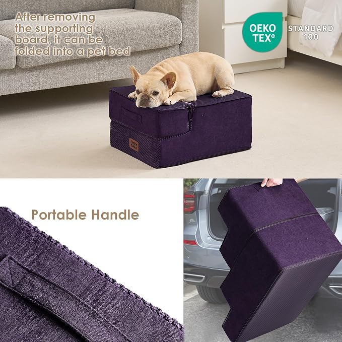 EHEYCIGA Dog Stairs for Small Dogs 13.5" H, 3-Step Dog Steps for Couch Sofa and - Image 5