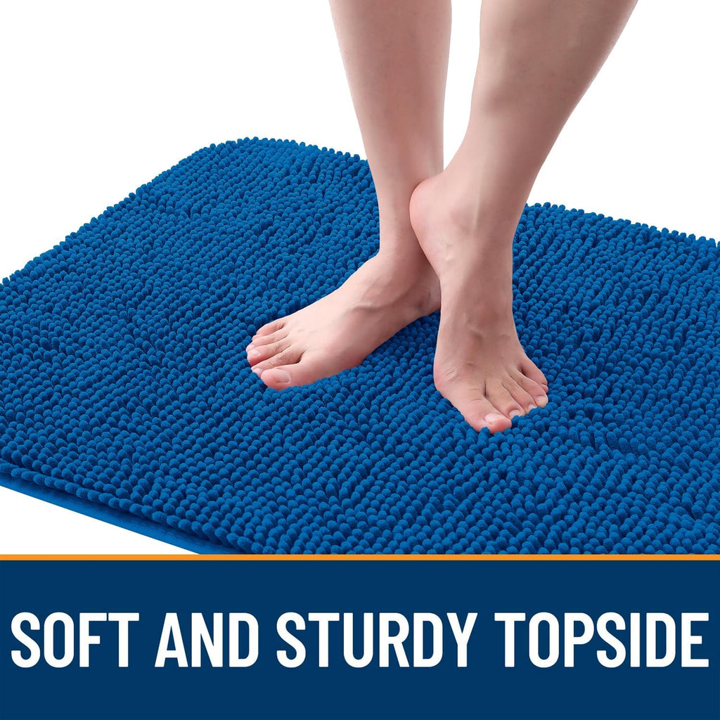 OLANLY Dog Door Mat for Muddy Paws 44x24, Absorbs Moisture and Dirt, Absorbent Non-Slip Washable Doormat, Quick Dry Chenille Mud Mat, Entry Indoor Entryway Carpet for Inside Floor, Deep Navy Blue