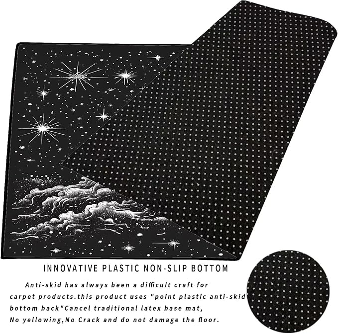 5' x 7' Space Rocket Rug for Kids Bedroom Black Stars Galaxy Rugs Carpet Planet Printed Throw Rugs for Boys Teens Living Room,150x210cm