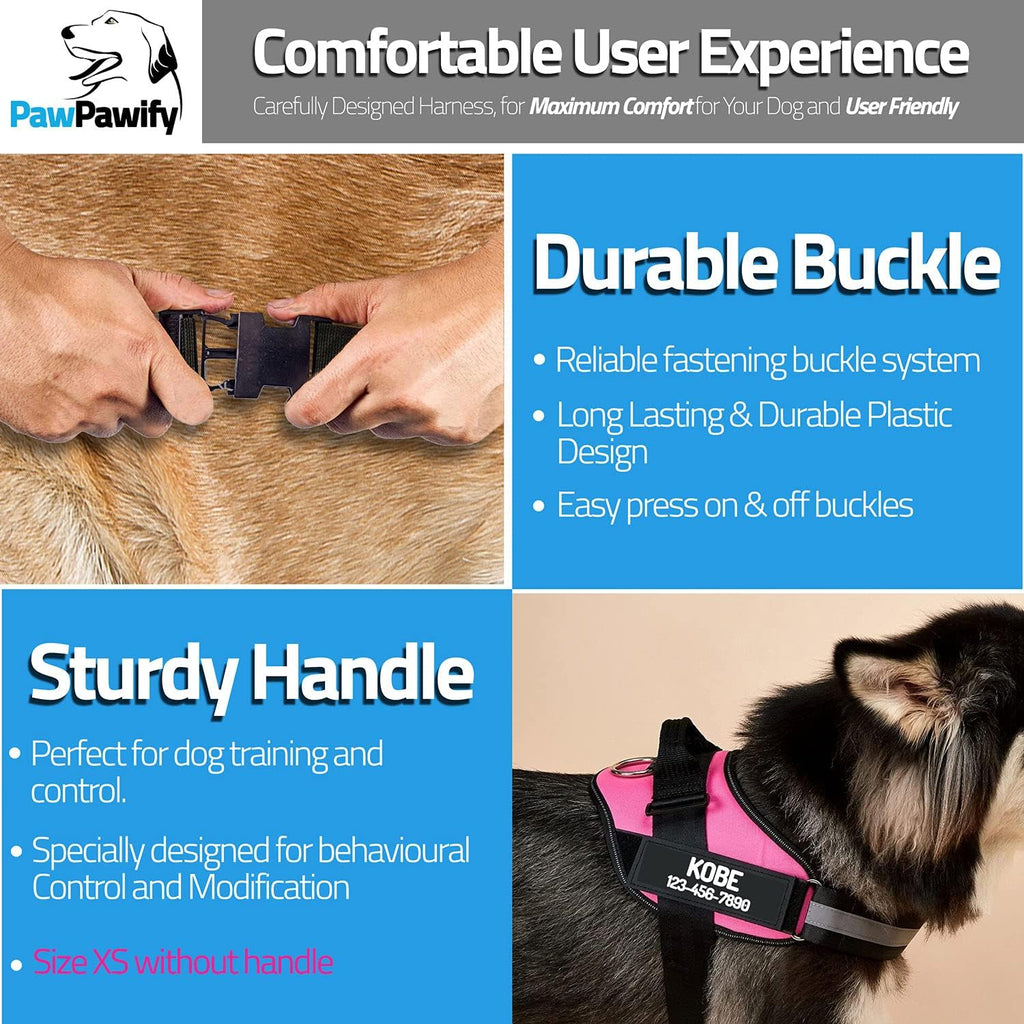 PawPawify Custom No Pull Dog Harness with Name and Phone Number, Heavy Duty Personalized Pet Vest to Prevent Tugging, Pulling, or Choking, Training and Walking (Camouflage Navy, M (20-40 LBS))