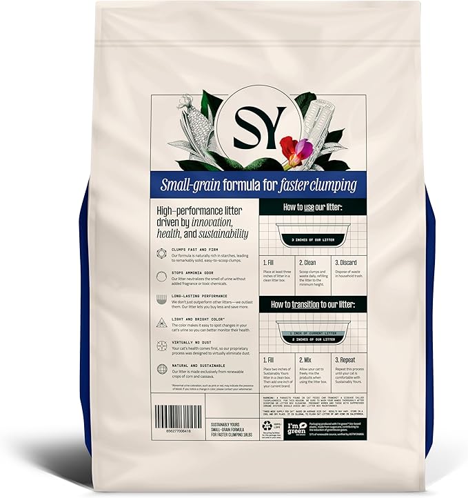Sustainably Yours Natural Cat Litter, Small-Grain Formula, Exceptional Clumping - Image 2