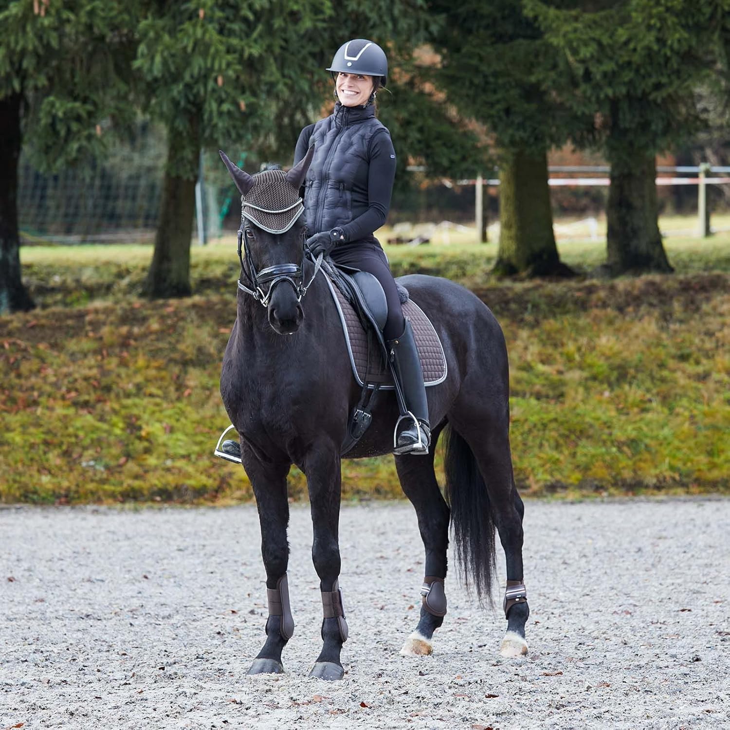 HORZE Adepto Padded All Purpose Quilted Equestrian Saddle Pad for Horses with Two-Tone Trim
