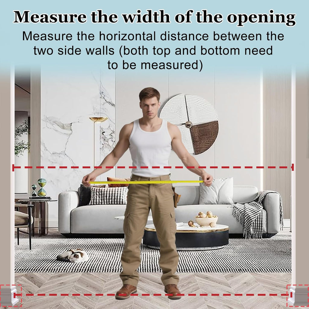 WAOWAO Triple Lock Baby Gate Extra Wide 76.77-81.49" Pressure Mounted Walk Through Swing Auto Close Safety White Metal Dog Pet Puppy for Stairs,Doorways,Kitchen