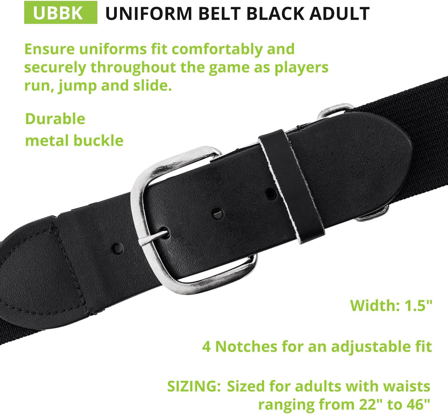 Champion Sports Baseball/Softball Uniform Belt, Comfort Stretch Fit Durable Syntex Tab - Youth & Adult Sizes, Multiple Colors
