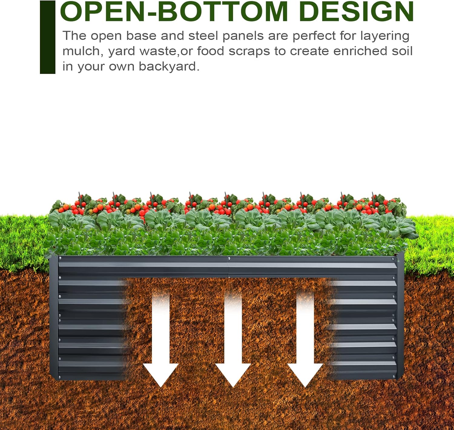 EDOSTORY Metal Raised Bed Garden Bed Kit, 8x4x2ft Tall Galvanized Planter Raised Garden Boxes Outdoor, Large Metal Raised Garden Beds for Flowers, Vegetables, Herbs