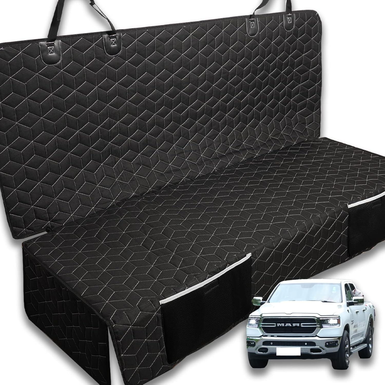 Dog Car Seat Covers for Back Seat,Waterproof Pet Bench Seat Covers for Trucks Ford f150/Ram1500/Nissan Frontier/Toyota Tacoma/GMC Canyon/Silverado Scratch Nonslip Truck Seat Cover for Dogs