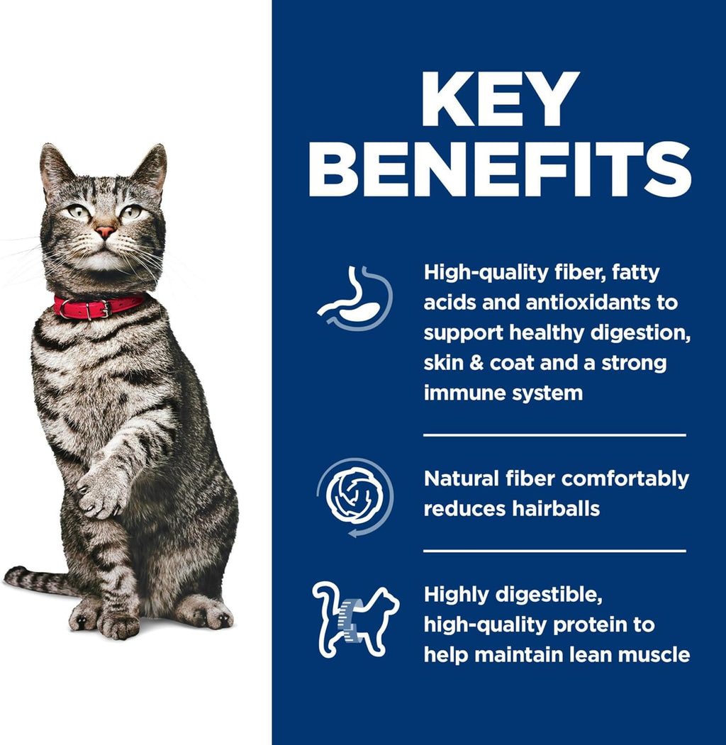 Hill's Science Diet Urinary Hairball Control, Adult 1-6, Urinary Track Health & Hairball Control Support, Dry Cat Food, Chicken Recipe, 7 lb Bag