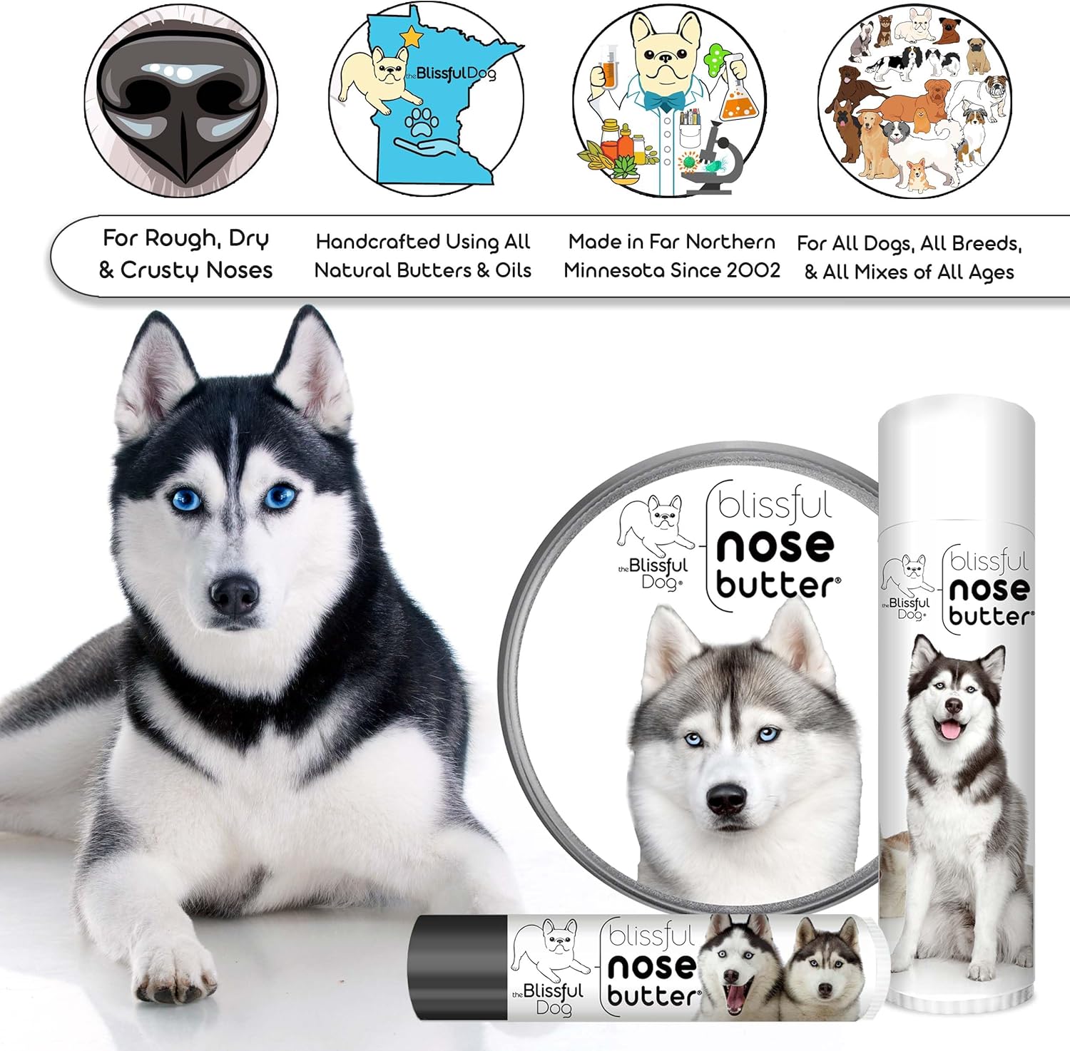 The Blissful Dog Husky Unscented Nose Butter, 0.50-Ounce