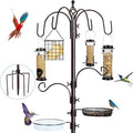 6-Hook Bird Feeding Station Kit, Wild Bird Feeder Stand Pole, Bird Bath and by YINGYM