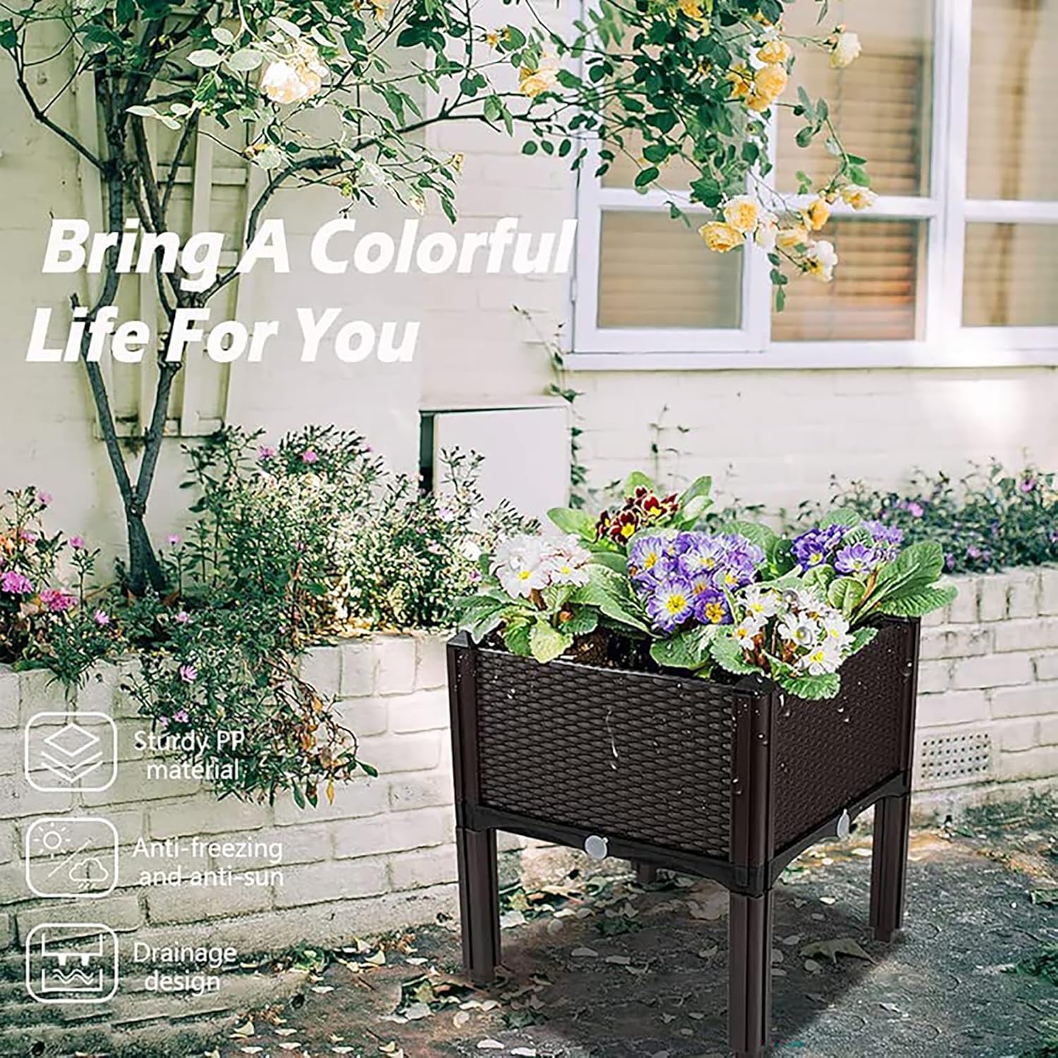 Planter for Outdoor Plants with Legs Raised Garden Bed Planter Box Elevated Garden Boxes Plant pots Perfect for Garden Patio Balcony Deck to Planting Flowers Vegetables Tomato and Herbs