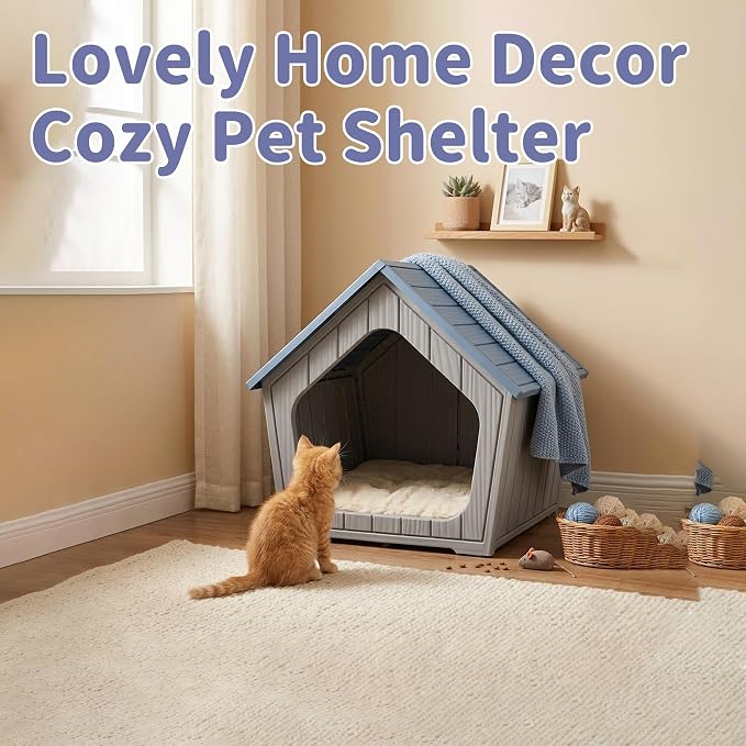 DRATO Outdoor Dog House for Small Dogs, Durable Resin Dog Shelter - Image 5