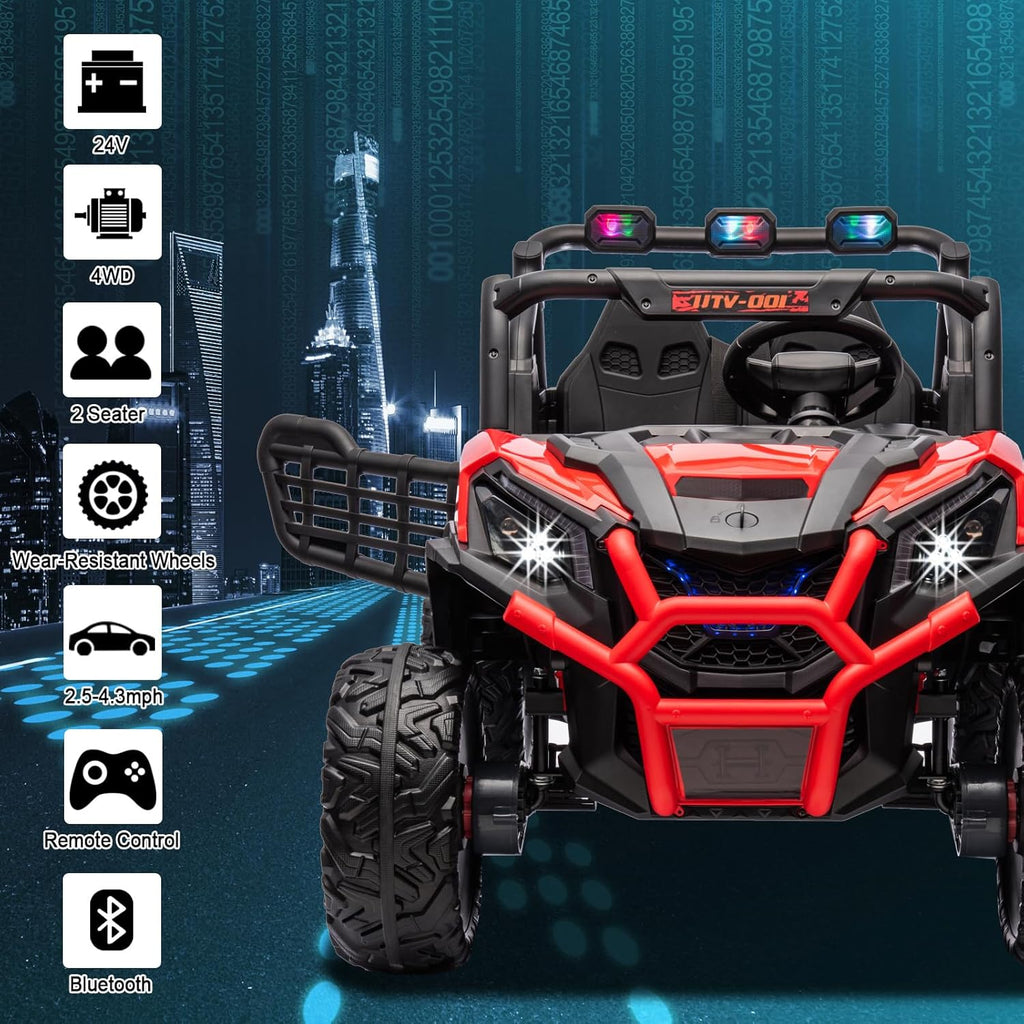 24V Kids Electric Toy Car,2 Seater Kids Toy Car with Remote Control,4WD Electric Power Vehicles Wheels for 3+Years Boys Girls,Ride on Toy for Girl(Red)