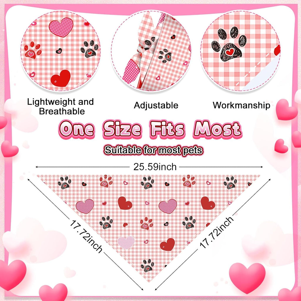 Reginary 72 Packs Valentine‘s Day Dog Bandanas Heart Adjustable Pet Bandanas Triangle Scarf Dog Bibs for Pet Costume Accessories (Heart)