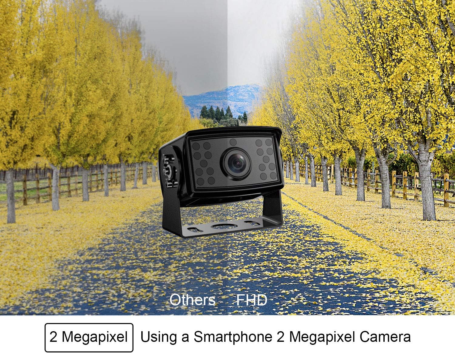 Fookoo Ⅱ 7" HD 1080P Wired Backup Camera System, 7-inch Dual Split Screen Monitor W/Recording IP69 Waterproof Front View Rear View Camera Parking Lines for Truck/Trailer/RV/Skid Steer (FHD2)