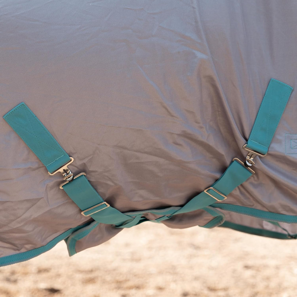 Horse Fly Sheet with Detachable Neck Cover & Belly Wrap, Adjustable Fly Sheet for Horses, Ventilated Airflow Mesh Equine Cooling Summer Flysheet Grey 69