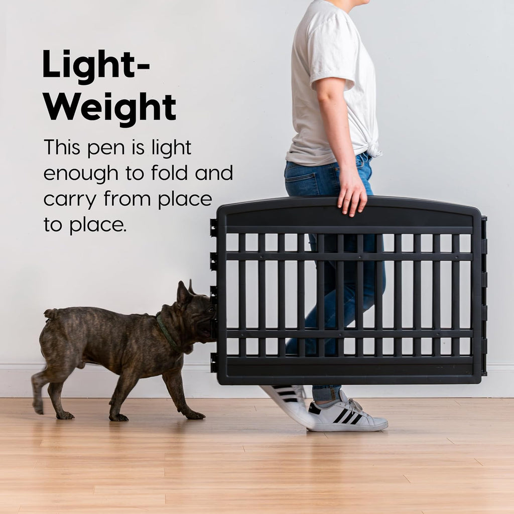 IRIS USA 24" 4-Panel Puppy Playpen, 35 x 35 x 24, Dog Playpen, Dog Play Pen Indoors, Pet Fence, Puppies/Small Dogs, Black